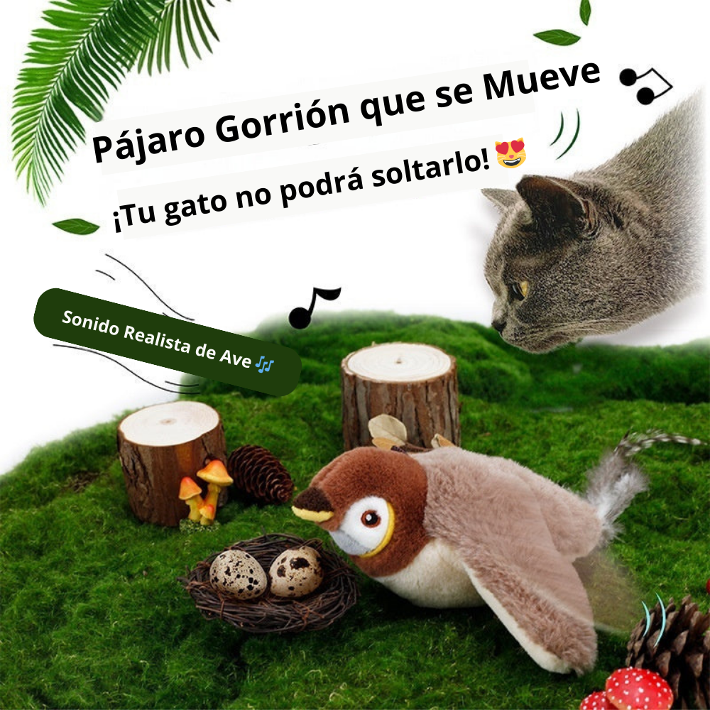 Juguete Interactivo de Peluche para Gatos - Sonido Realista