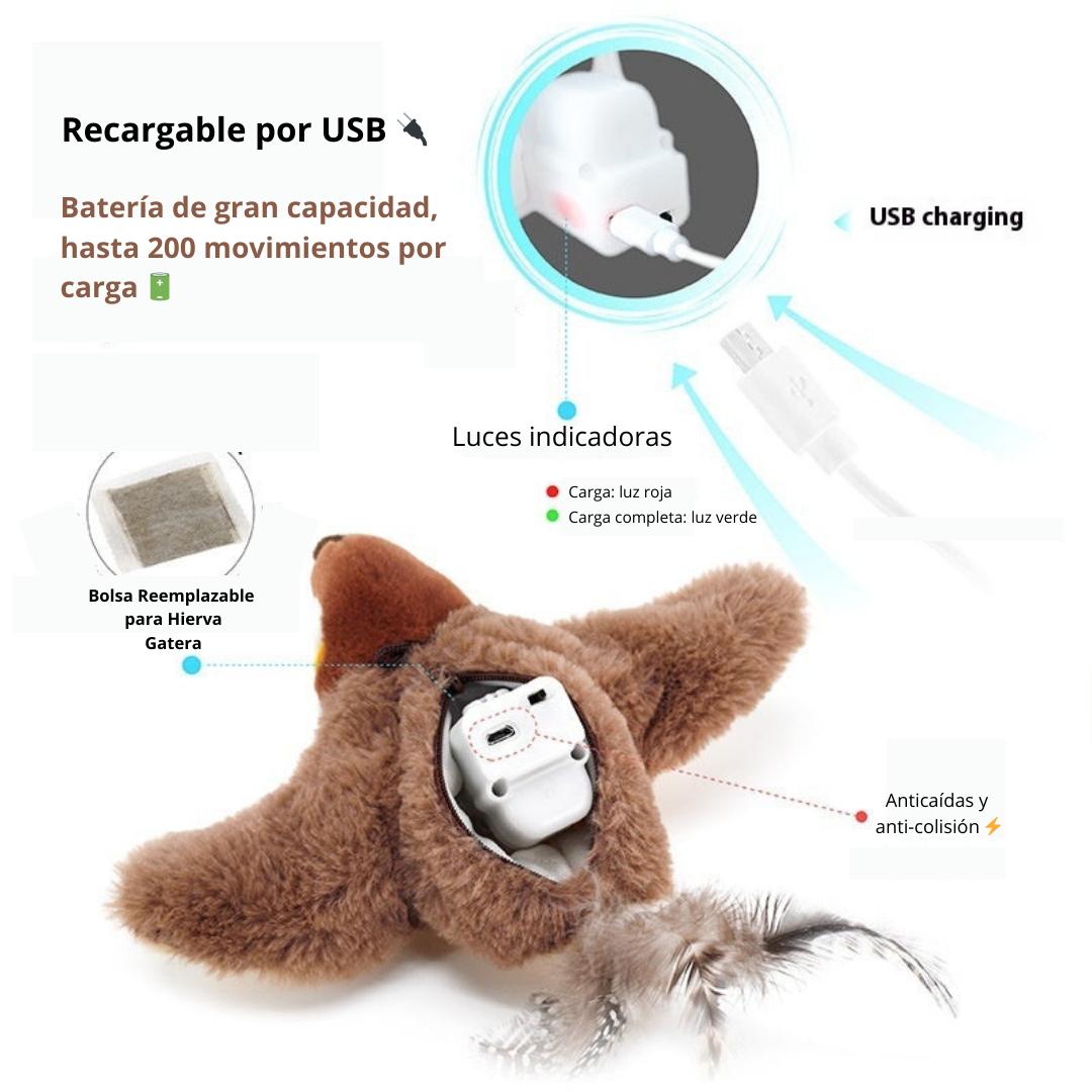 Juguete Interactivo de Peluche para Gatos - Sonido Realista