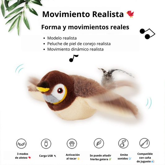 Juguete Interactivo de Peluche para Gatos - Sonido Realista
